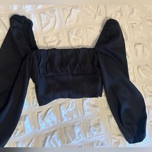 Princess Polly Black Cropped Long Sleeve